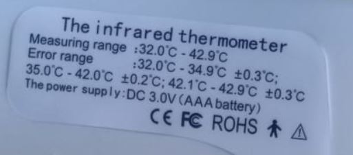 Infrared thermometer technical specifications