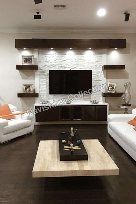 Stunning marble media wall in a living room