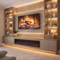 Media Wall With Fireplace Installation