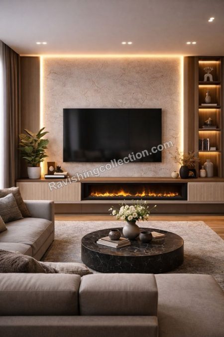 Media Wall With Fireplace Installation